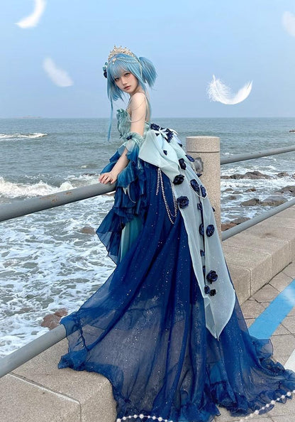 Meowing and Fruity - Swan Wonderland - Fairy Lolita JSK with High-Low Hem