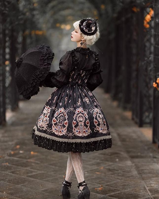 Cheese Cocoa - Star Drop Ceremony - Elegant Lolita JSK Printing Open Front Dress and Blouse Set