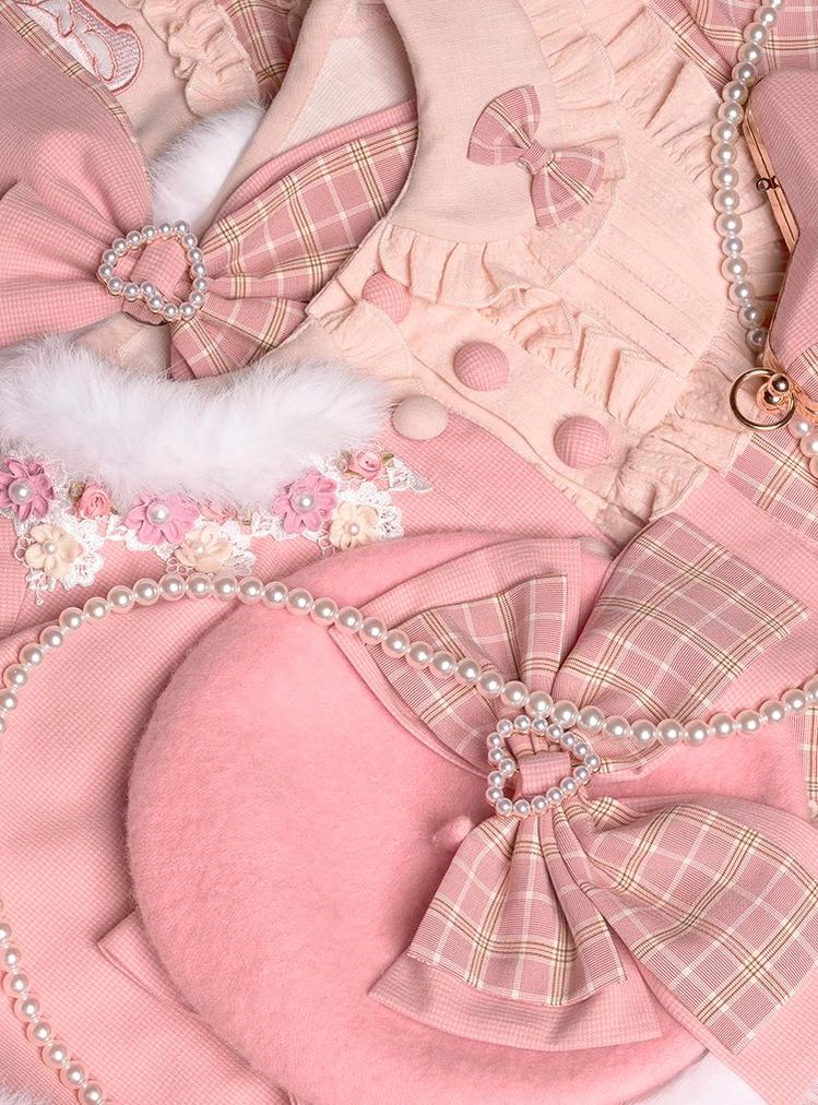 Youpairui - Helford - Sweet Coordinated Lolita Suit Pink Plaid Lolita SK Set