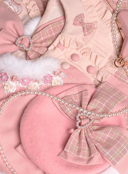 Youpairui - Helford - Sweet Coordinated Lolita Suit Pink Plaid Lolita SK Set
