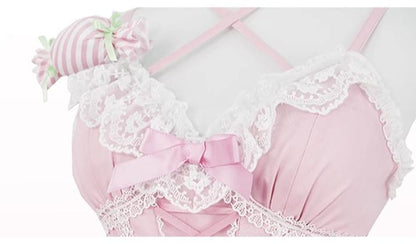 OCELOT - Sweety Gummy - Sweet Lolita JSK Dress Big Bow Flower Bud Lolita Dress