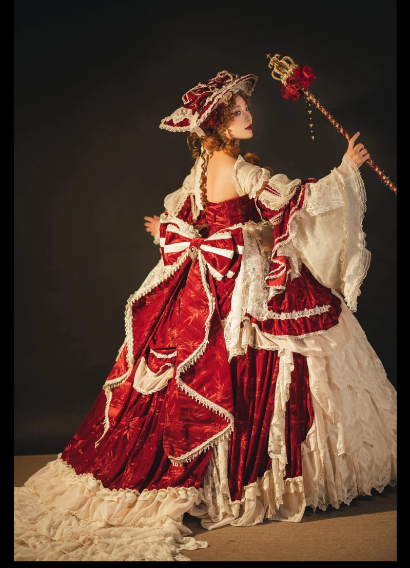 Guaji - Isabella - Wedding Lolita OP Bridal Dress with Tiered Petticoat and Trailing