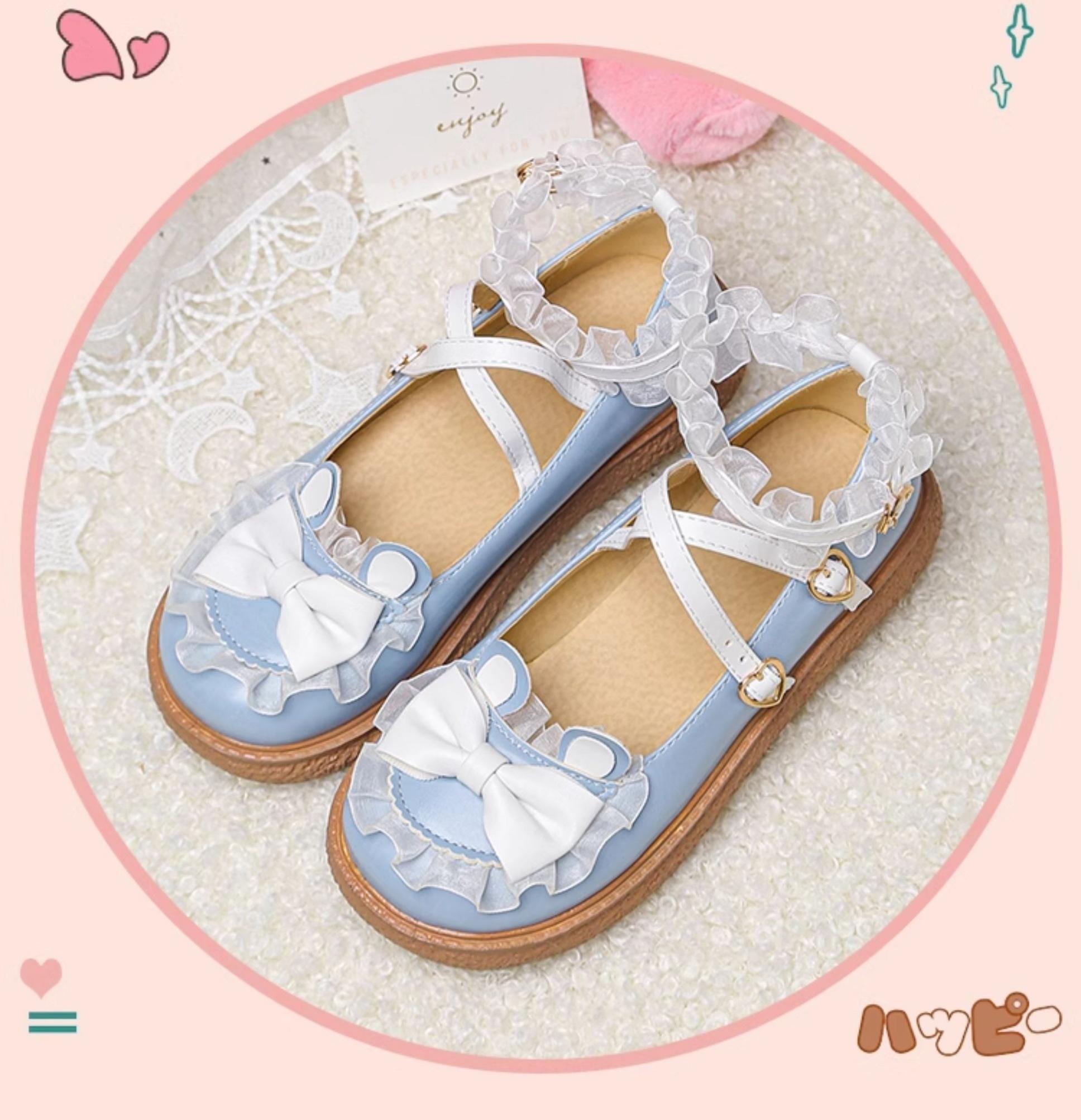 Yana - Sweet Bunny - Sweet Lolita Flat Shoes with Ear and Bow Decorations