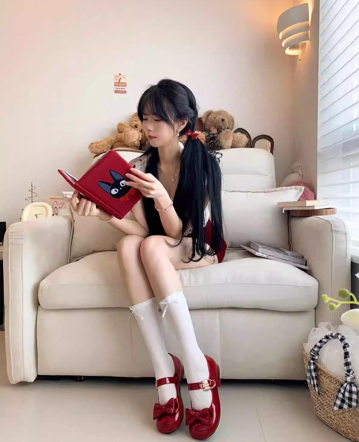 Sheep Puff - Hug Bear - Sweet Lolita Heel Shoes Bear Metal Buckle Bow Shoes