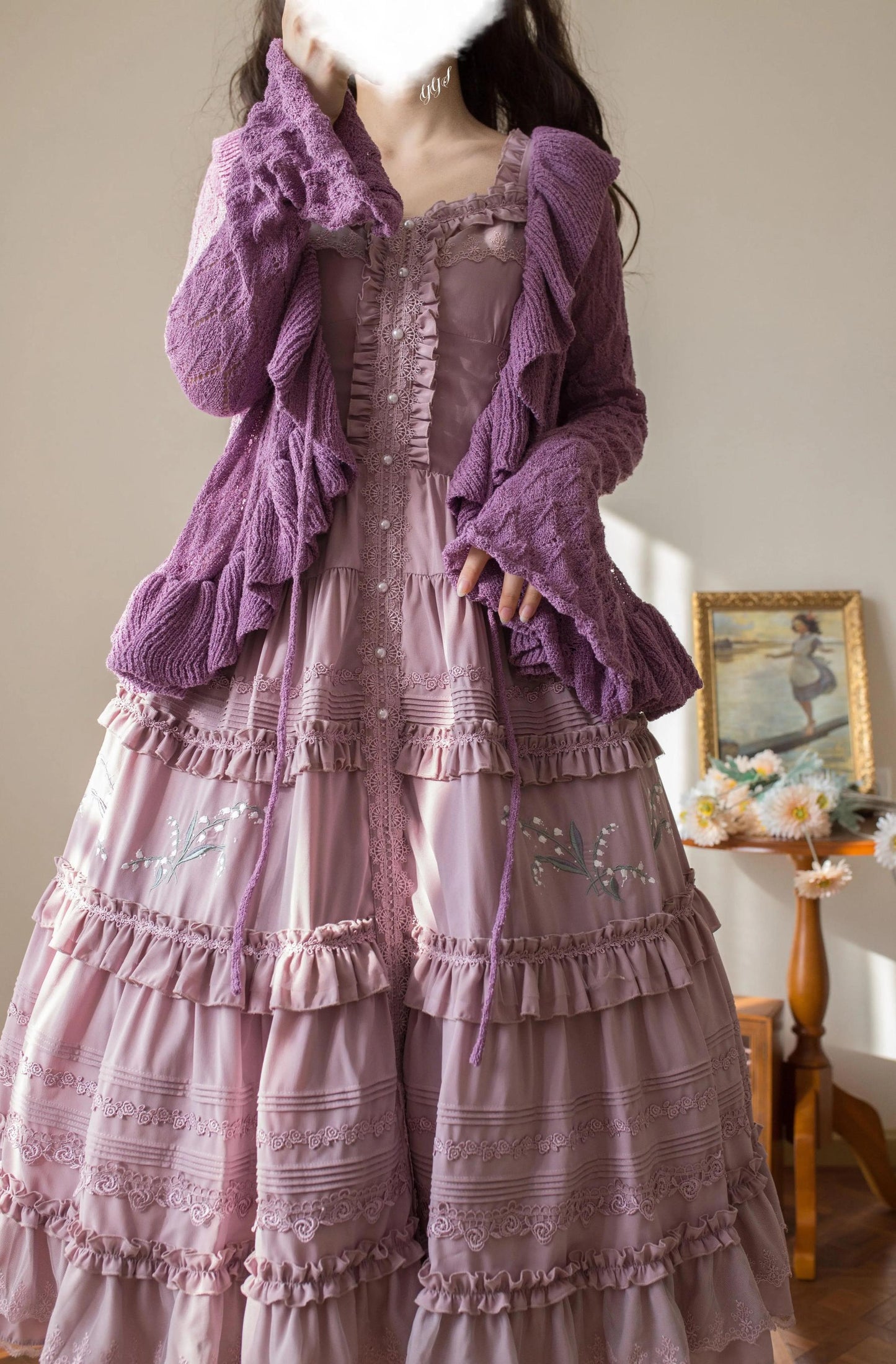 MIST - Sunset Bouquet - Elegant Lolita Cardigan, Flounce Hem