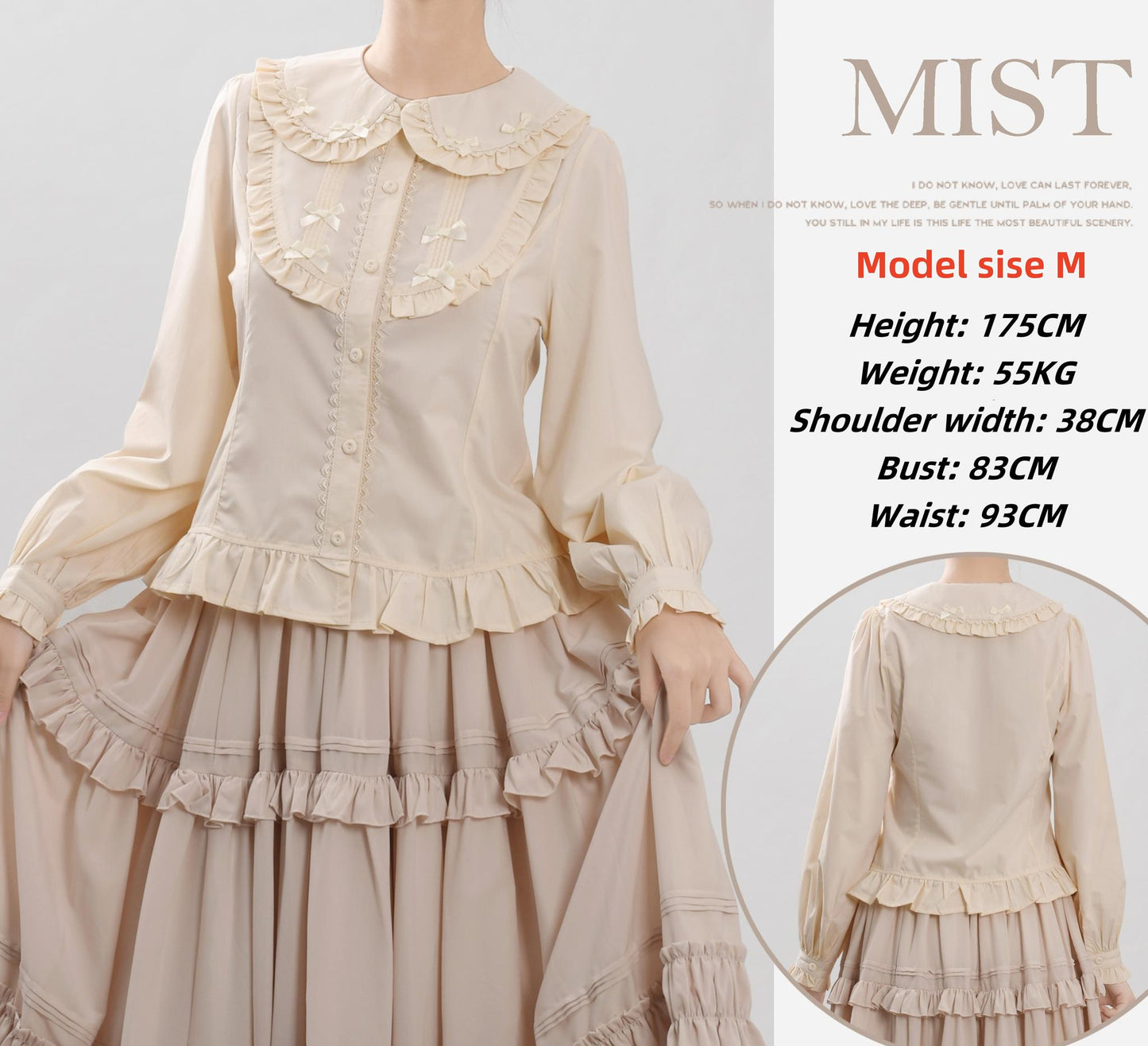 MIST - Sweet Lolita Blouse Doll Collar Lolita Shirt With Bubble Sleeve