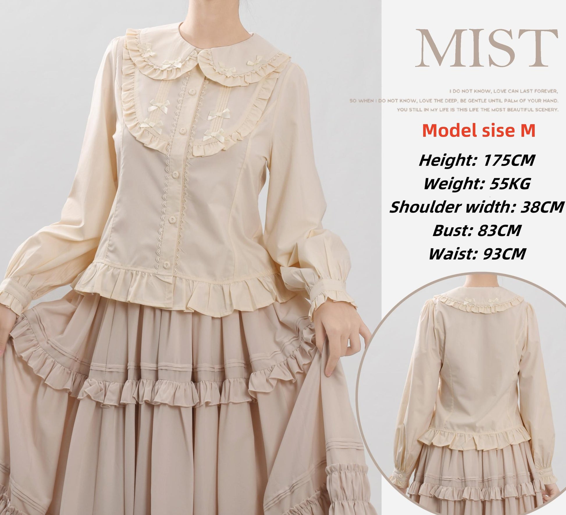 MIST - Sweet Lolita Blouse Doll Collar Lolita Shirt With Bubble Sleeve