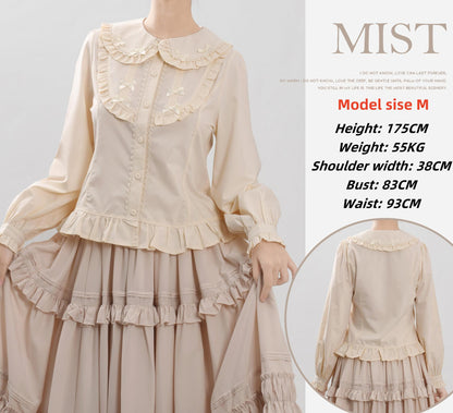 MIST - Sweet Lolita Blouse Doll Collar Lolita Shirt With Bubble Sleeve