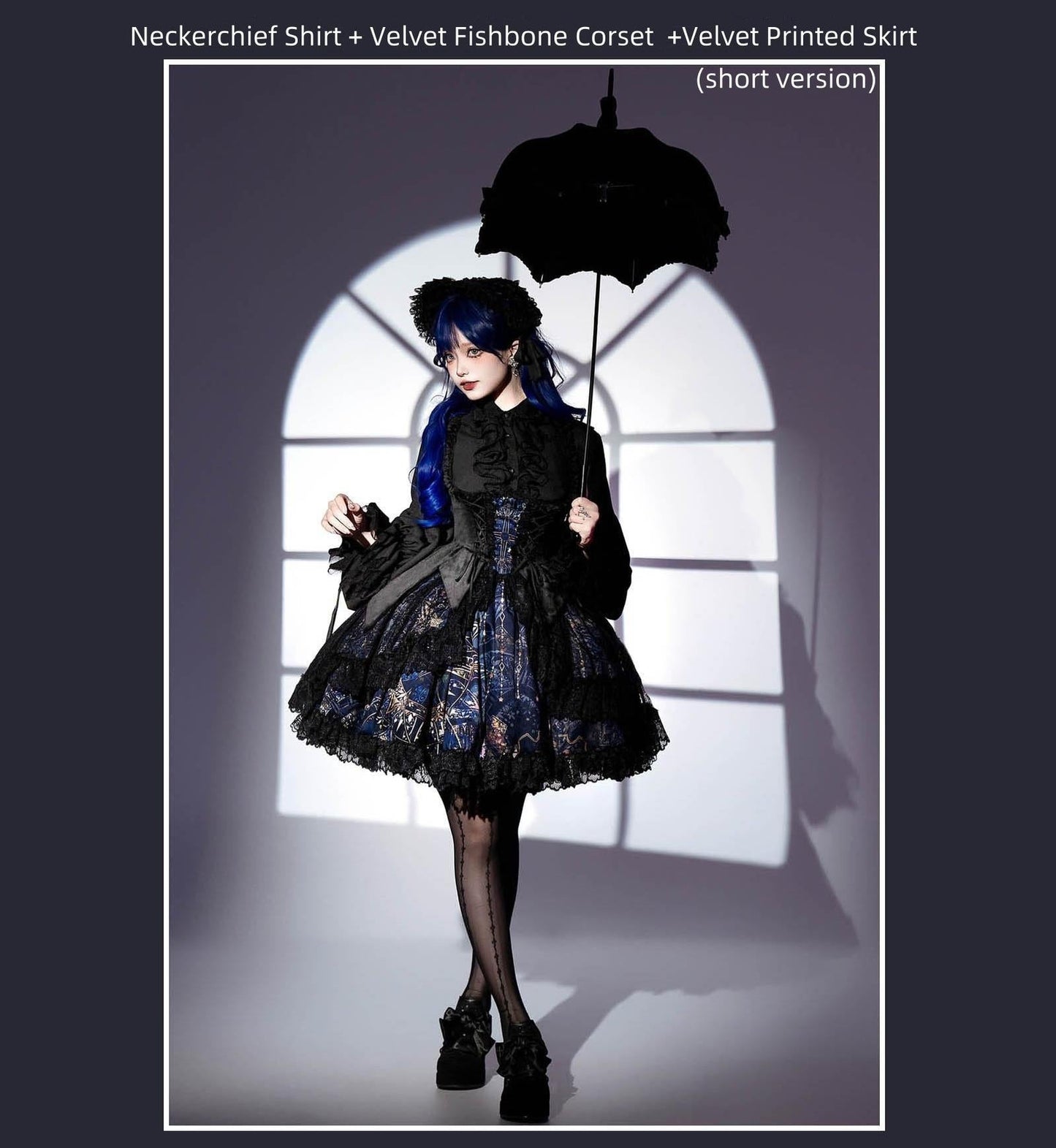 SUSIN - Night Traveler - Classic and Elegant Gothic Dress with Colorful Window Prints