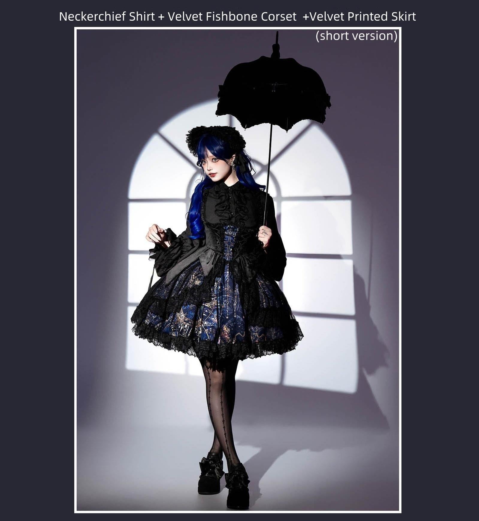 SUSIN - Night Traveler - Classic and Elegant Gothic Dress with Colorful Window Prints
