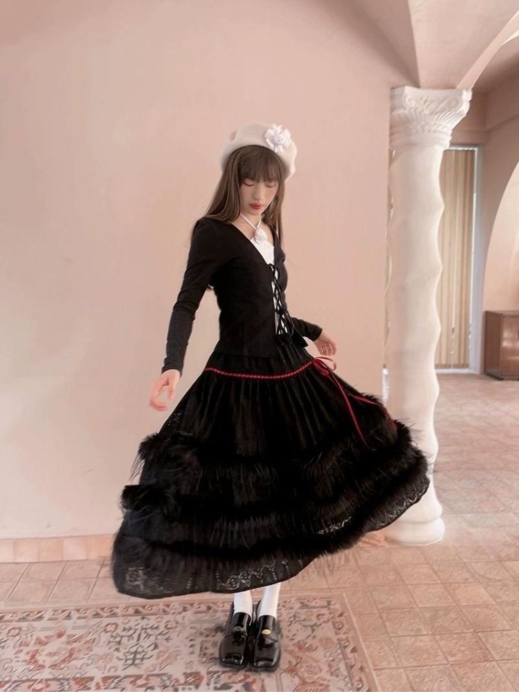 Lace Delicate Missy Long Half Skirt【s0000004906】