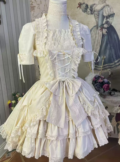 Lace Garden - Miss Rella - Vintage Retro Lolita OP Dress, Custom Sizes