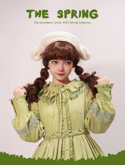 Strawberry Witch - The Spring - Cotton Lolita OP Dress with Long Sleeve