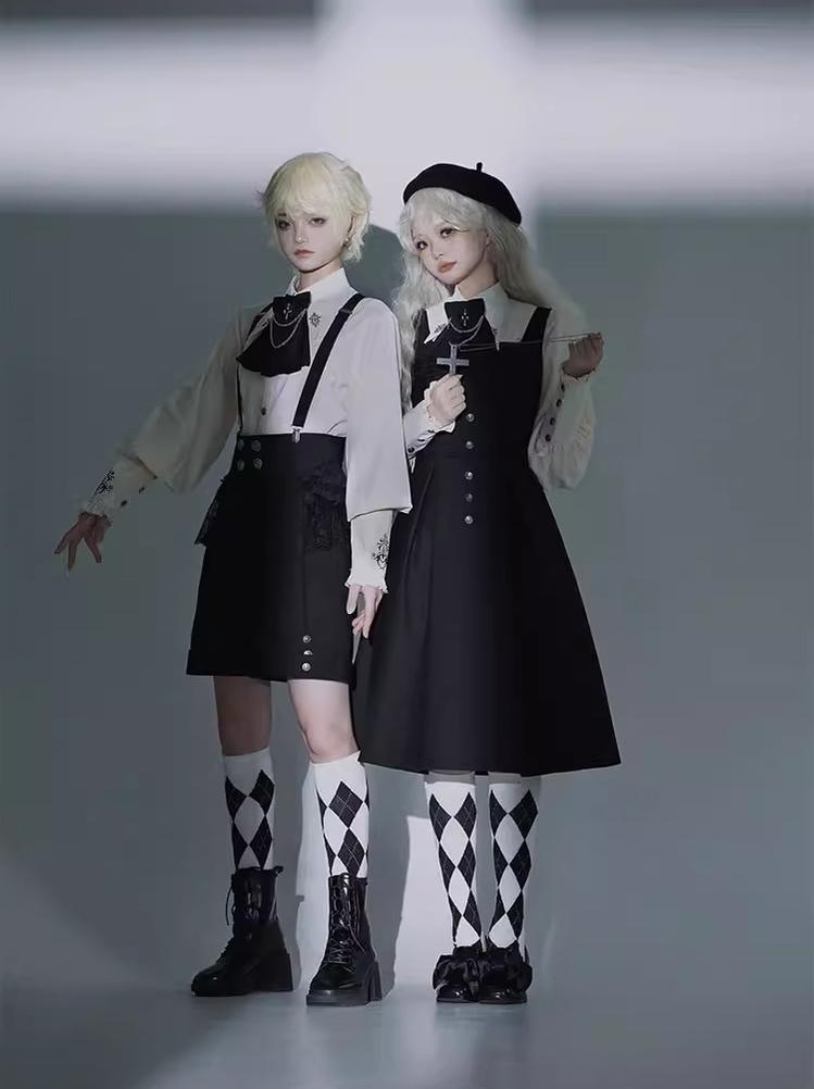CastleToo - Night Raven Magic - Ouji Lolita Dress Set, Suspender Shorts & Cape