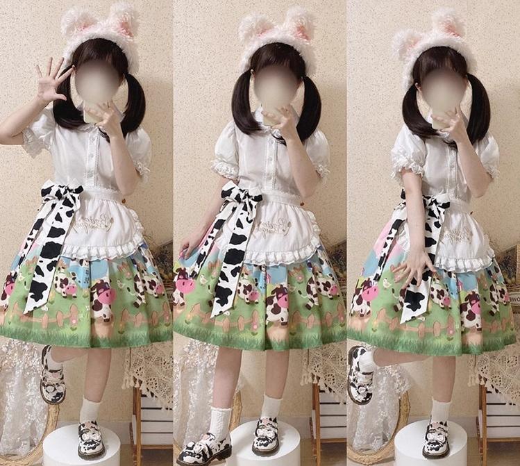 Chemical Romance - Sweetheart Farm - Sweet Lolita SK Cow Print Lolita Dress