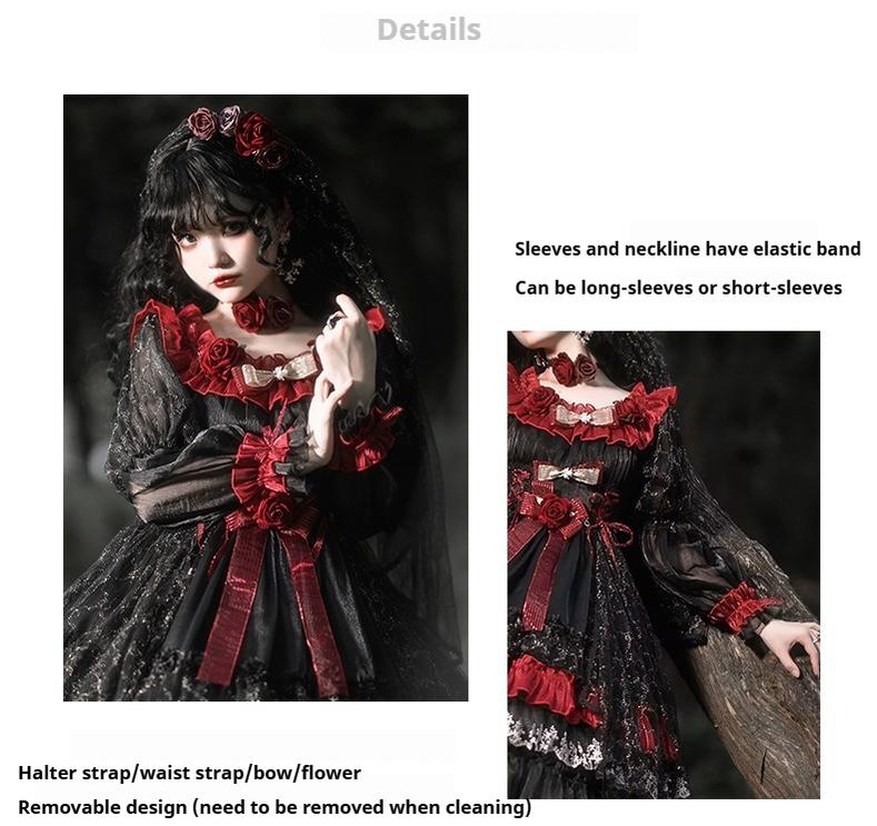 Uncle's Workshop - Night of Berea - Gothic Lolita OP Black and Red Lolita Dress
