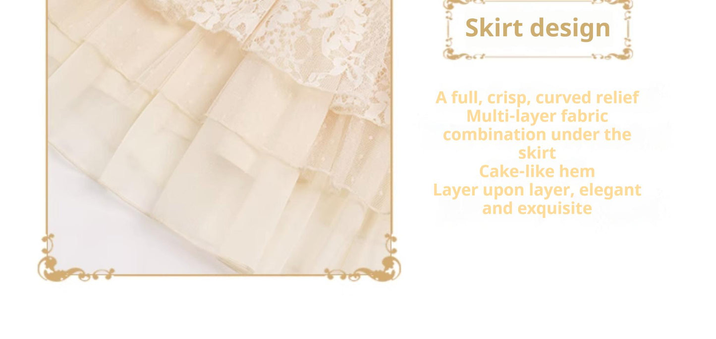 With PUJI - Music Box - Classic Lolita JSK Suit Ballet Cake Skrit