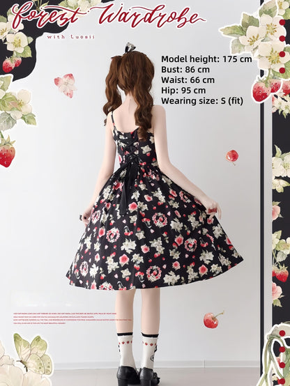 Forest Wardrobe - Summer Berry Picture Book - Floral Printed Classic Lolita JSK Dress