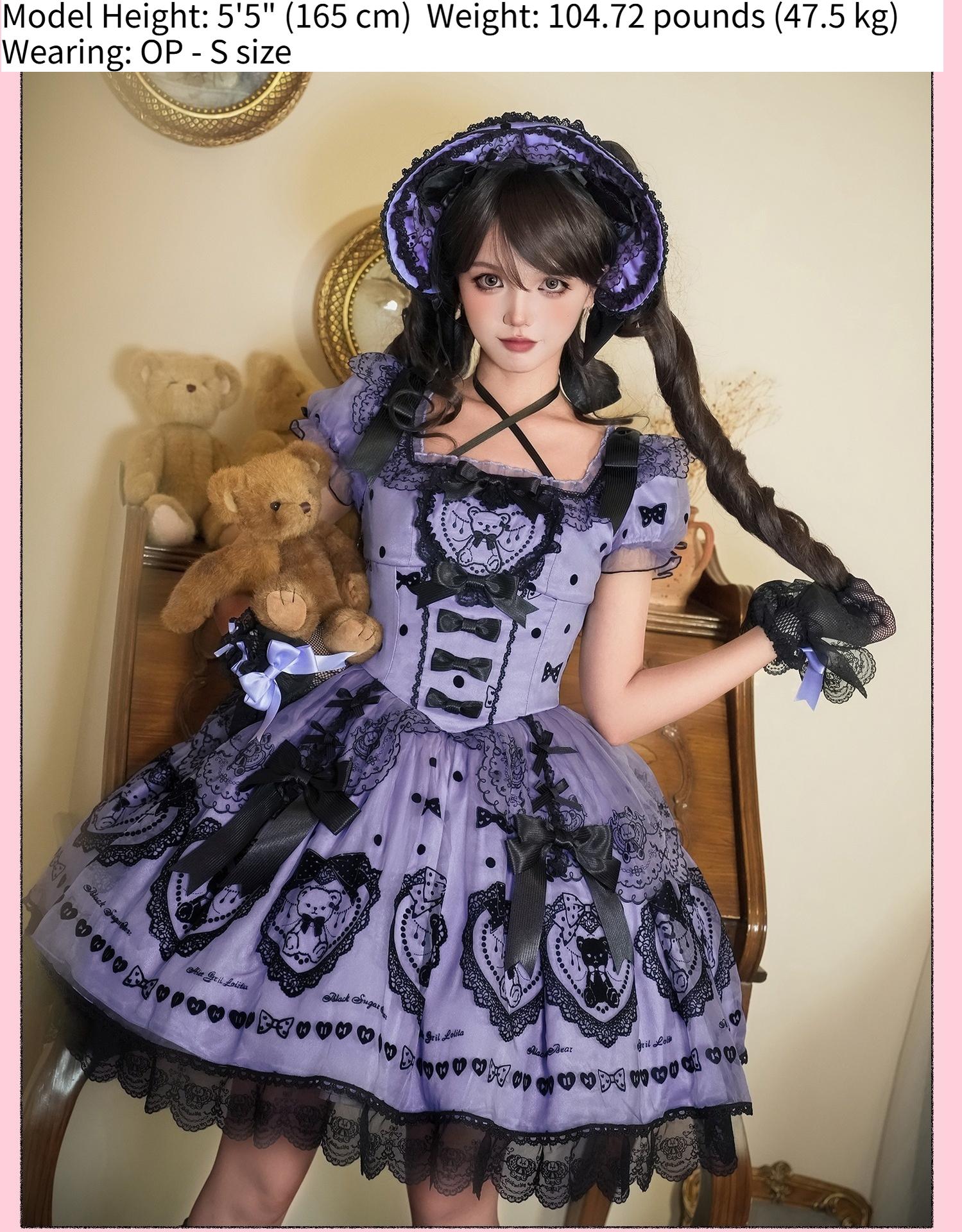 Alice Girl - Brown Sugar Bear - Printed Sweet Lolita Dress, Multiple Styles