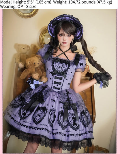 Alice Girl - Brown Sugar Bear - Printed Sweet Lolita Dress, Multiple Styles