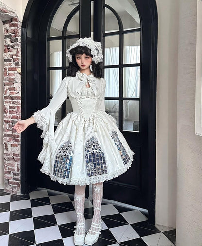 Susin Lolita - Night Traveler - Gothic Lolita Skirt Outfit Long Coat Shirt and Bustier Set