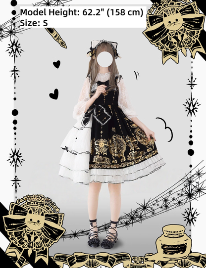 Ilovexiaolu - Foil-Stamped Fairytale Town - Animal Print Gothic Lolita Dress