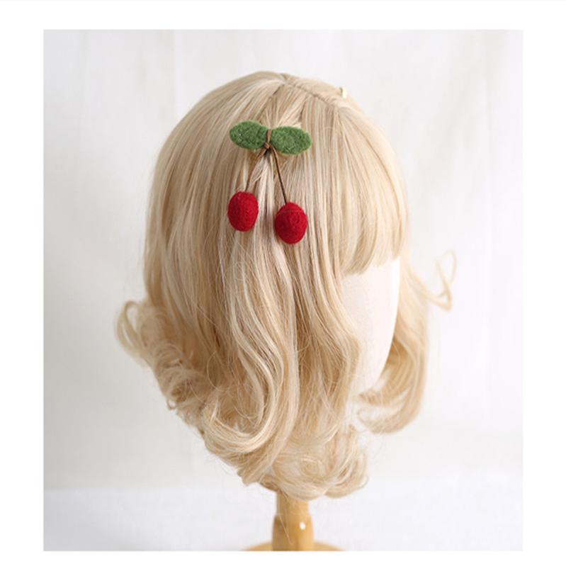 Xiaogui - Handmade Kawaii Wool Felt Cherry Clips