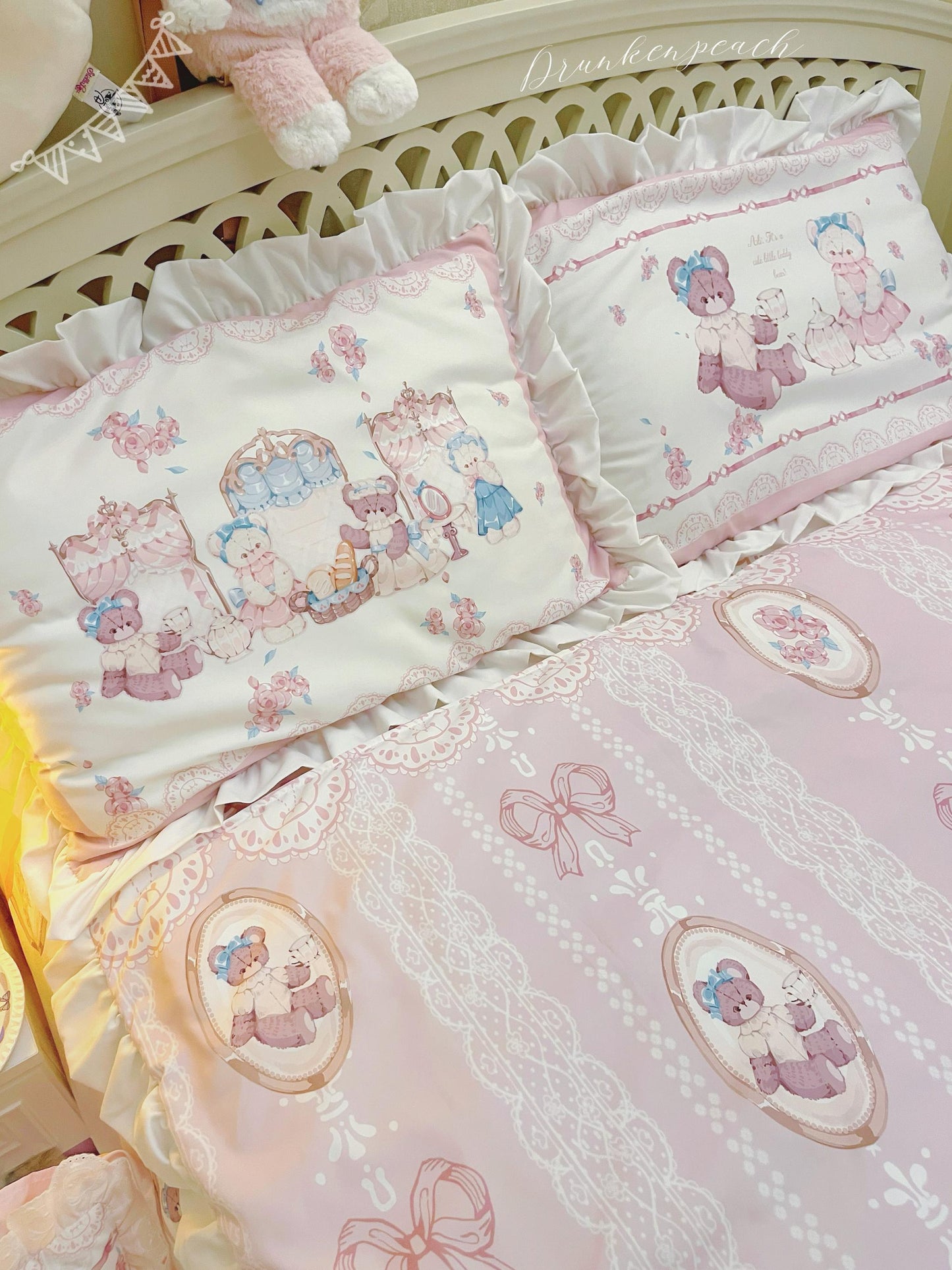 Drunke - Bears Afternoon Tea - Cute Lolita Bedding Set Bear Print Lolita Four-piece Suit