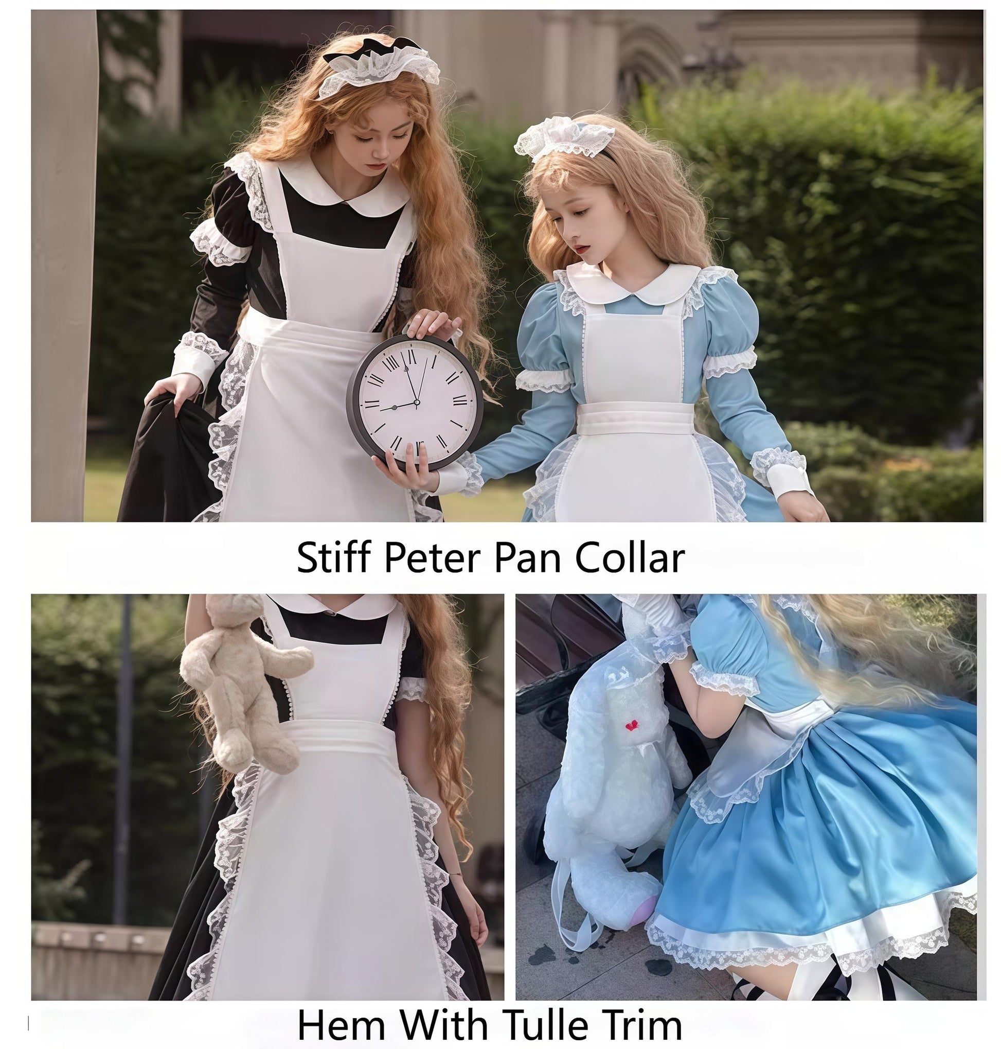 Daydream Whisper - Dream Doll - Plus Size Maid Lolita OP Suit Black and Blue Dress