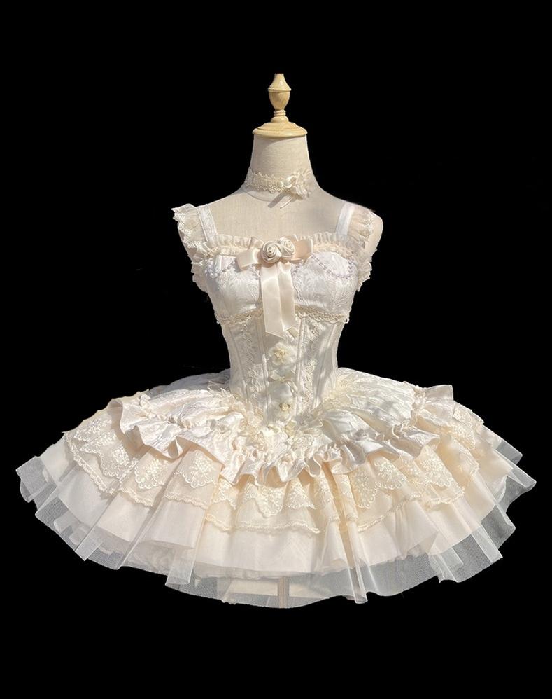 ZhiJinYuan - Fleeting Dreams - Ballet Style Sweet Lolita Mini JSK with Choker