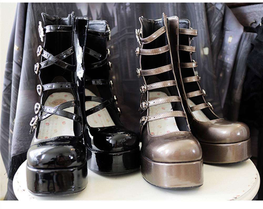 Pure Tea For Dream - Cross Buckle Punk Lolita Shoes
