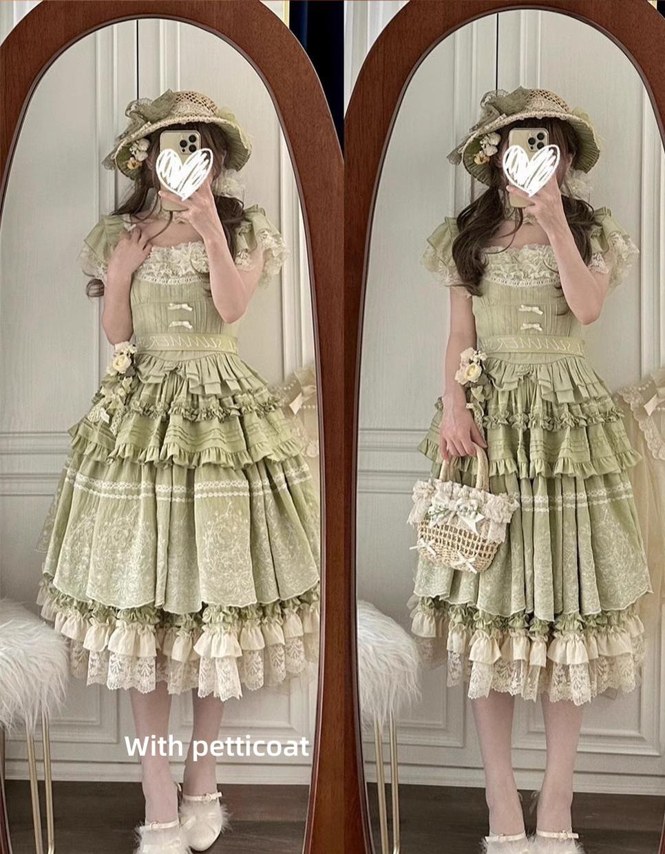 ZJstory - 14-line Poem Set - Classic Lolita Separate Dress Set Tiered Ruffles Skirt