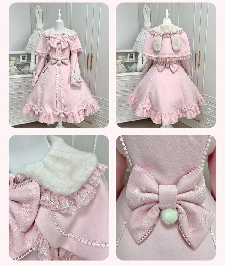 Mengfuzi - Nico Bunny - Winter Sweet Lolita Overcoat, Detachable Cape