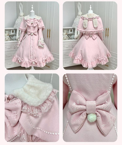 Mengfuzi - Nico Bunny - Winter Sweet Lolita Overcoat, Detachable Cape