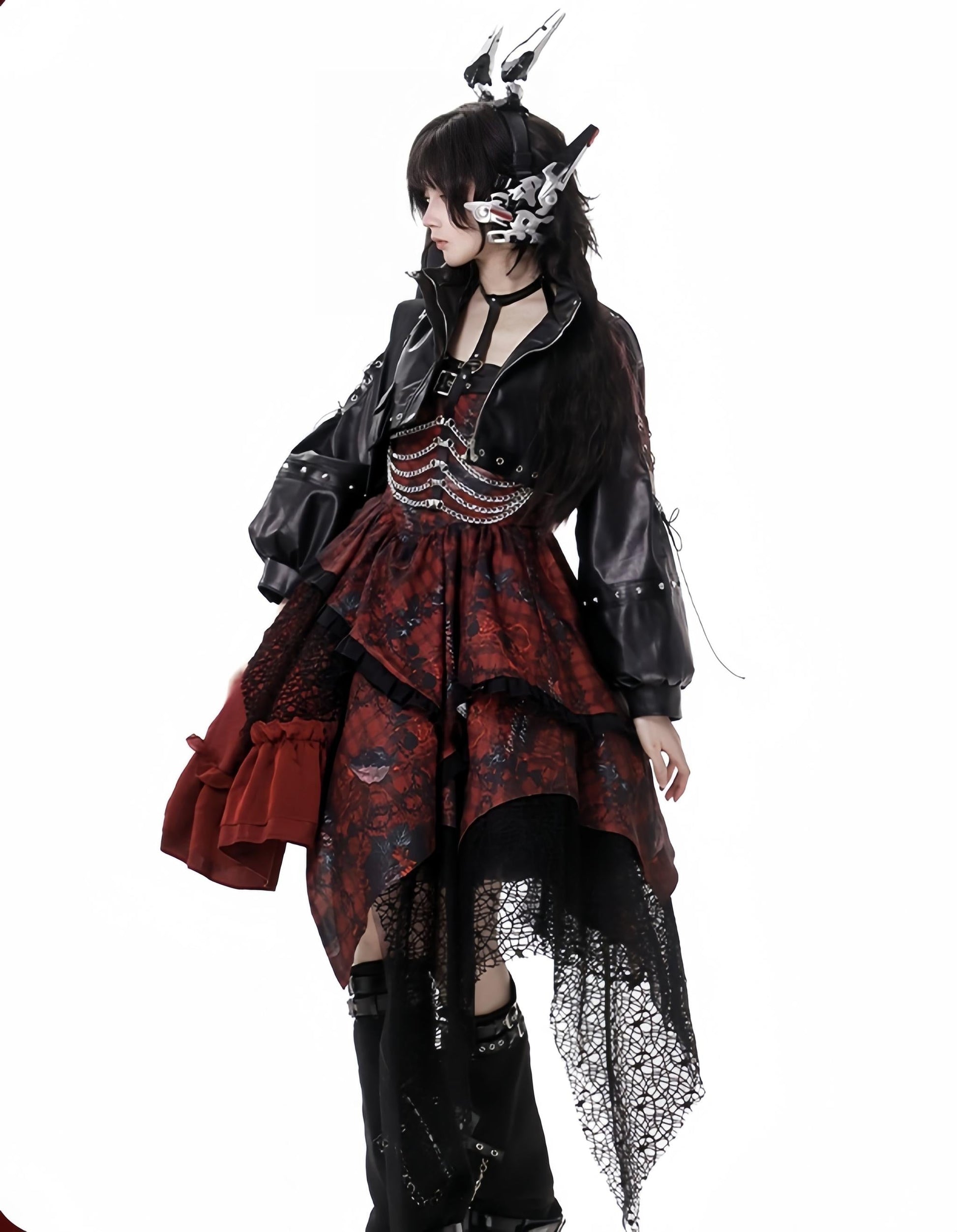 YingLuoFu - Bleeding Strawberry - Gothic Lolita JSK Dress With Jacket/Rib Chain Accessory
