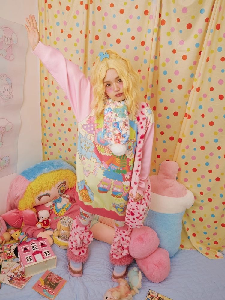 Pink American Girl Knitted Long Sweater【s0000004927】