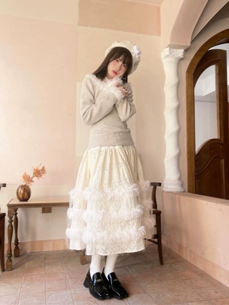 Lace Delicate Missy Long Half Skirt【s0000004906】