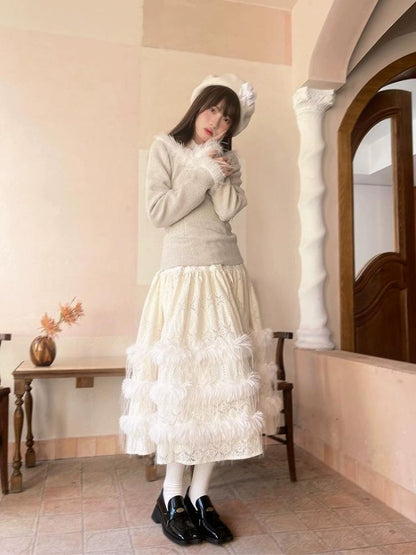 Lace Delicate Missy Long Half Skirt【s0000004906】