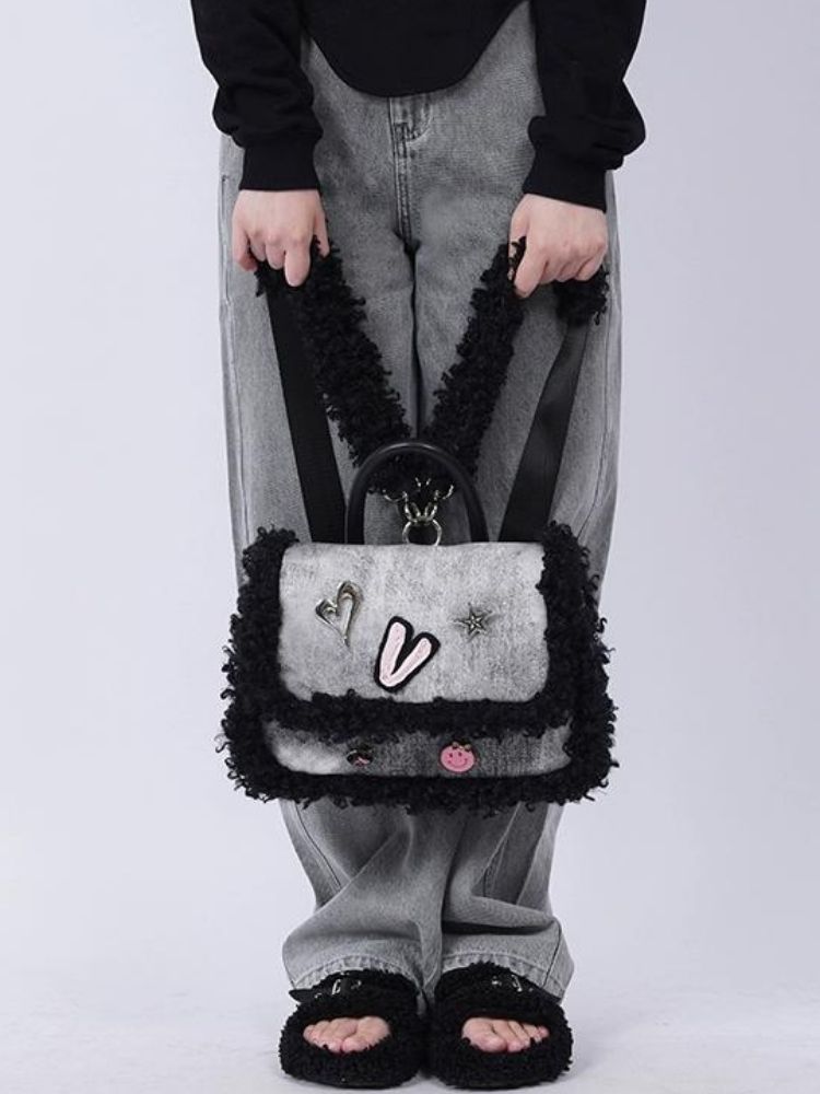 Contrasting color stitching bag【s0000003305】