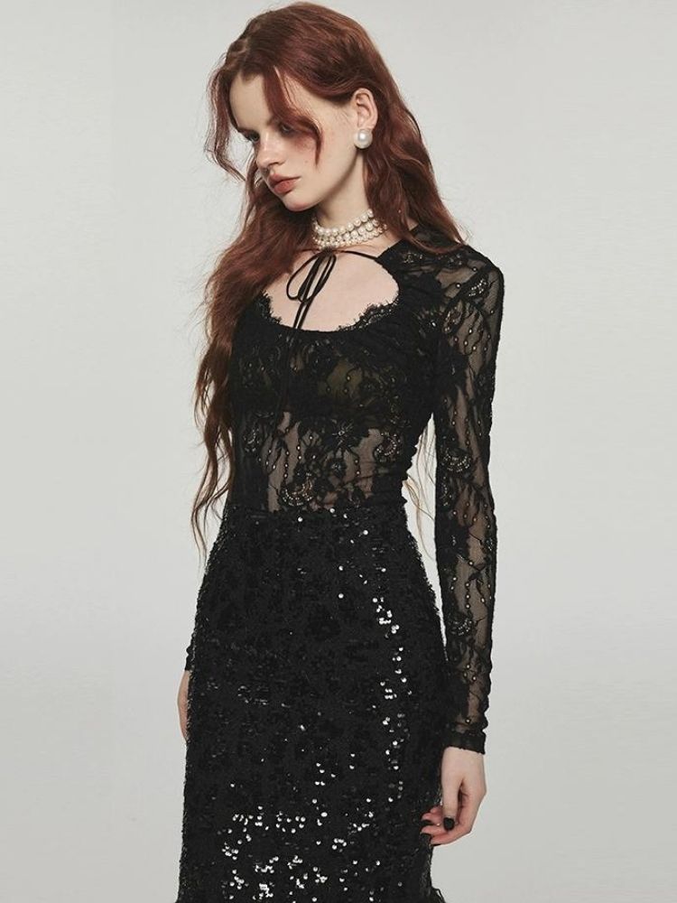 Slim fit long sleeve bottling tops【s0000004107】