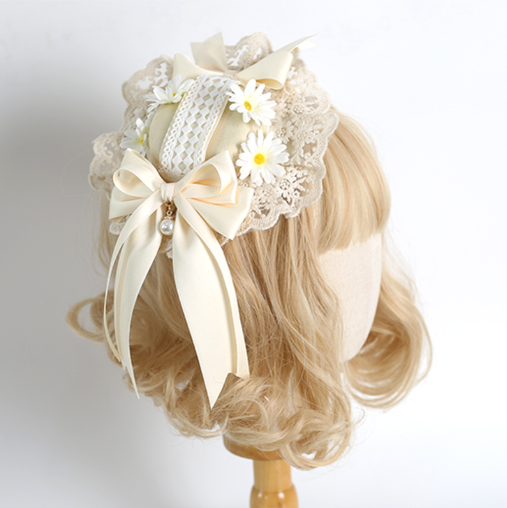 Xiaogui - Sweet Lolita Ivory Lace bow Hair Accessories