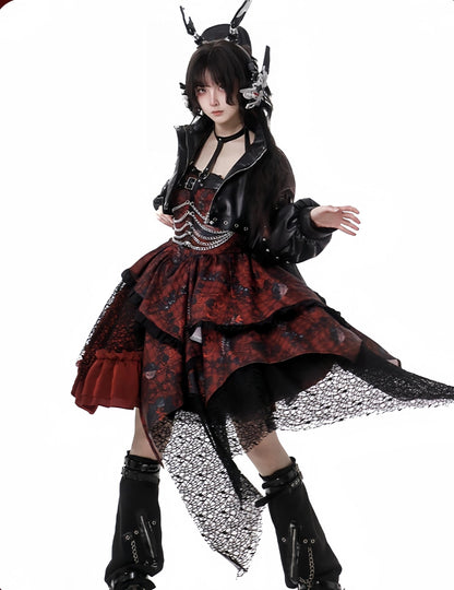 YingLuoFu - Bleeding Strawberry - Gothic Lolita JSK Dress With Jacket/Rib Chain Accessory