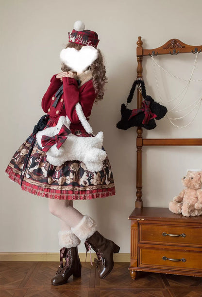 Sheep Puff - Snowy Mochi - Kawaii Lolita Winter Boots, Detachable Fur Trim