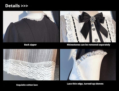 Hezi's Cat Haven - Black Cat Butler - Maid Lolita OP Dress Elegant Black and White Dress