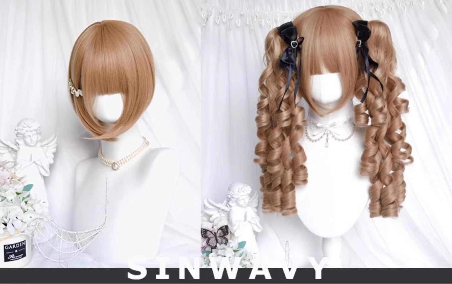 Sinwavy - Vintage Lolita Wig Double Ponytail Roman Roll Hair