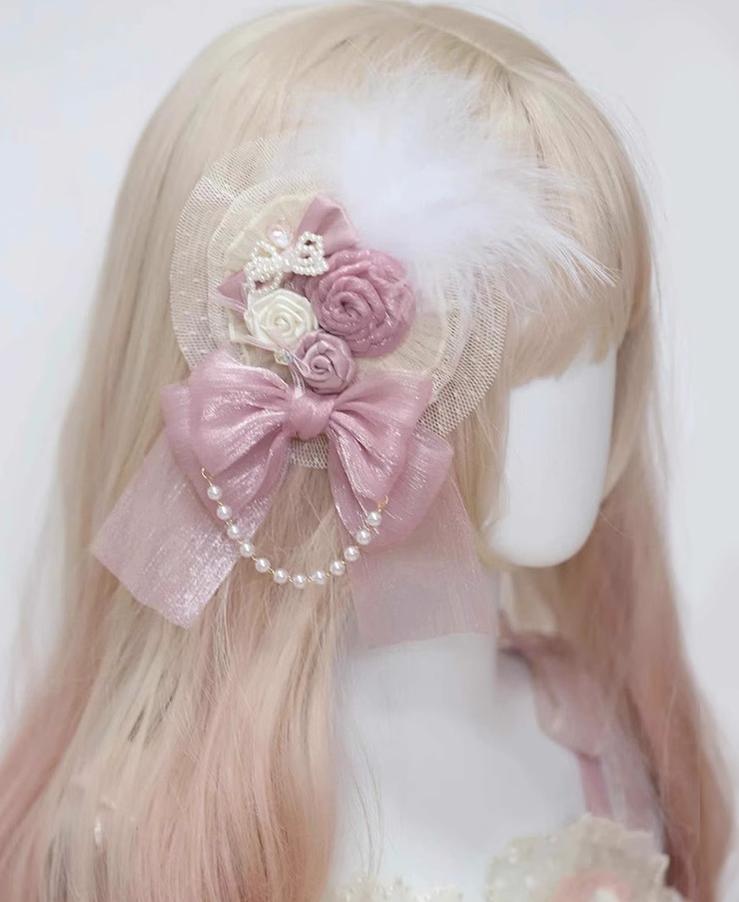 The Accessories' Story - Satin Ballet - Sweet Lolita Headdress Feather Bow