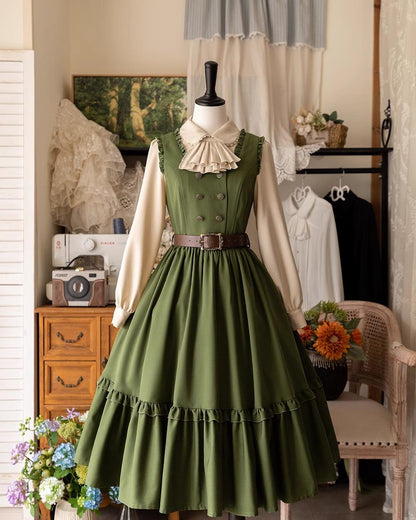 Forest Wardrobe - Little Manor - Classical Lolita JSK Dress & Long Sleeve Blouse
