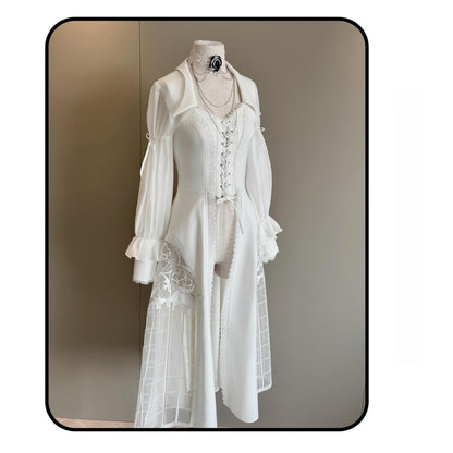 Susin Lolita - Night Traveler - Gothic Lolita Skirt Outfit Long Coat Shirt and Bustier Set