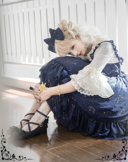Sakuya Lolita - Whisper Of Stars - Constellation Foil Printing Elegant Lolita High Waist JSK Dress