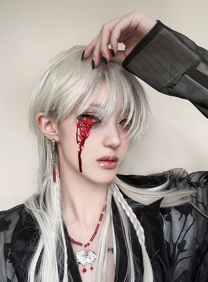 Pippi Palace - Deicide - Gothic White Gray Full Head Lolita Wig